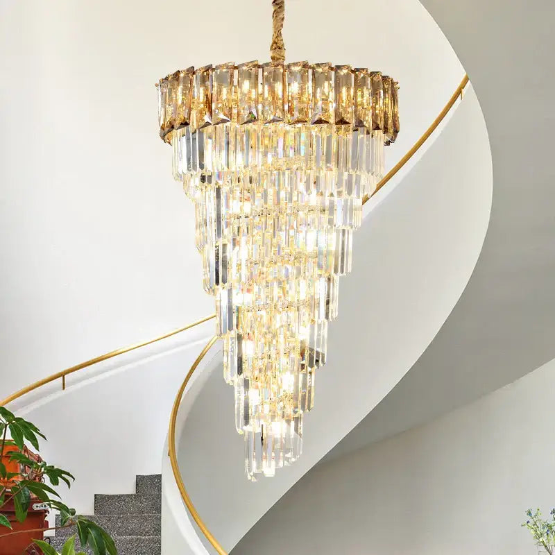 DecorBites™ Amber Crystal Chandelier for Luxurious Living Spaces
