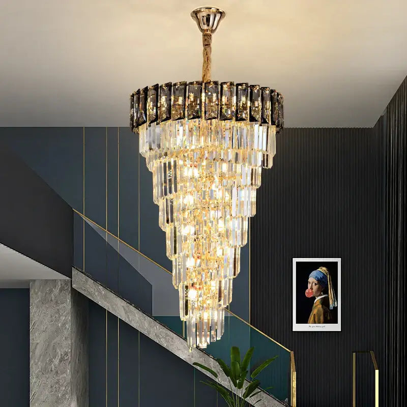 DecorBites™ Amber Crystal Chandelier for Luxurious Living Spaces