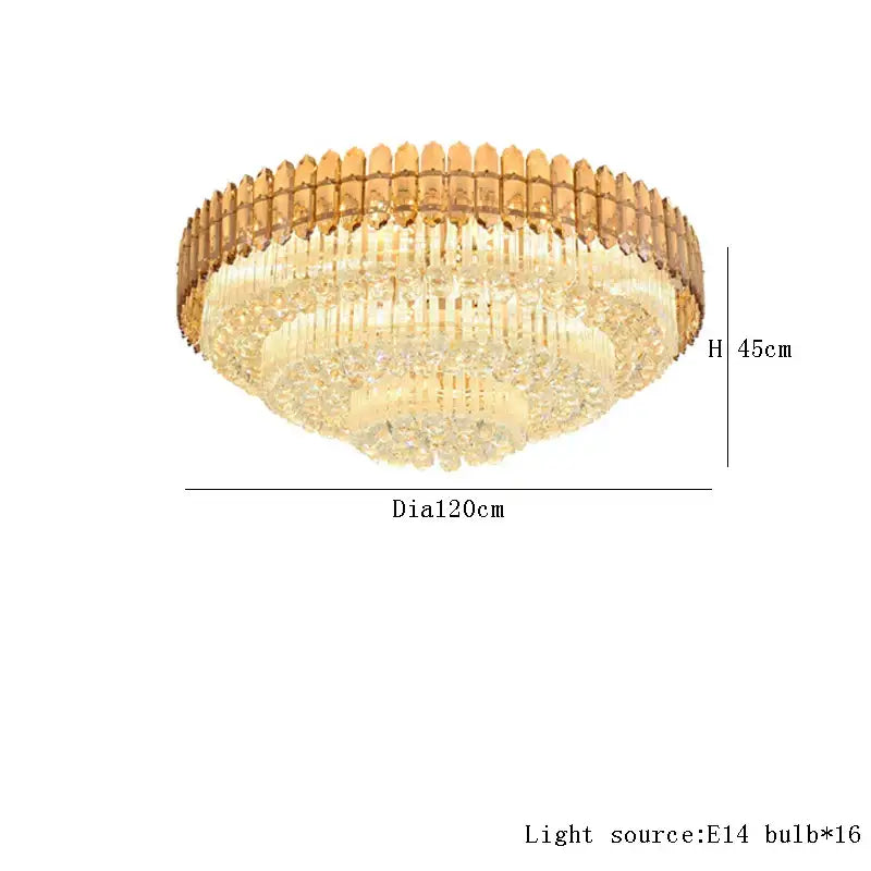 DecorBites™ Amber Crystal Round Chandelier: Nordic Large Multiple Tier Ceiling Light for Living Room