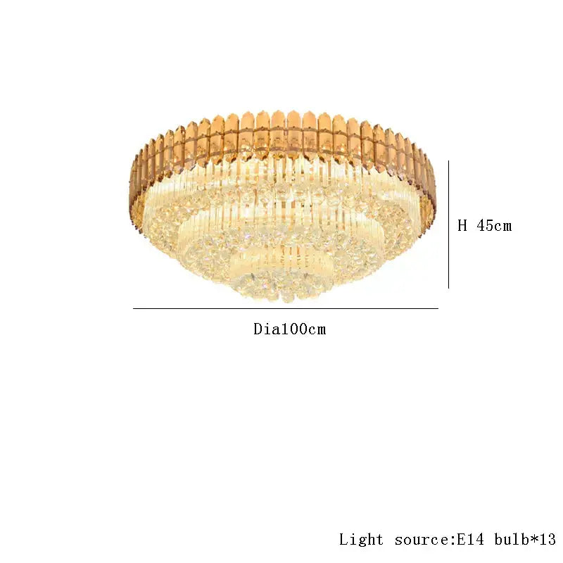 DecorBites™ Amber Crystal Round Chandelier: Nordic Large Multiple Tier Ceiling Light for Living Room