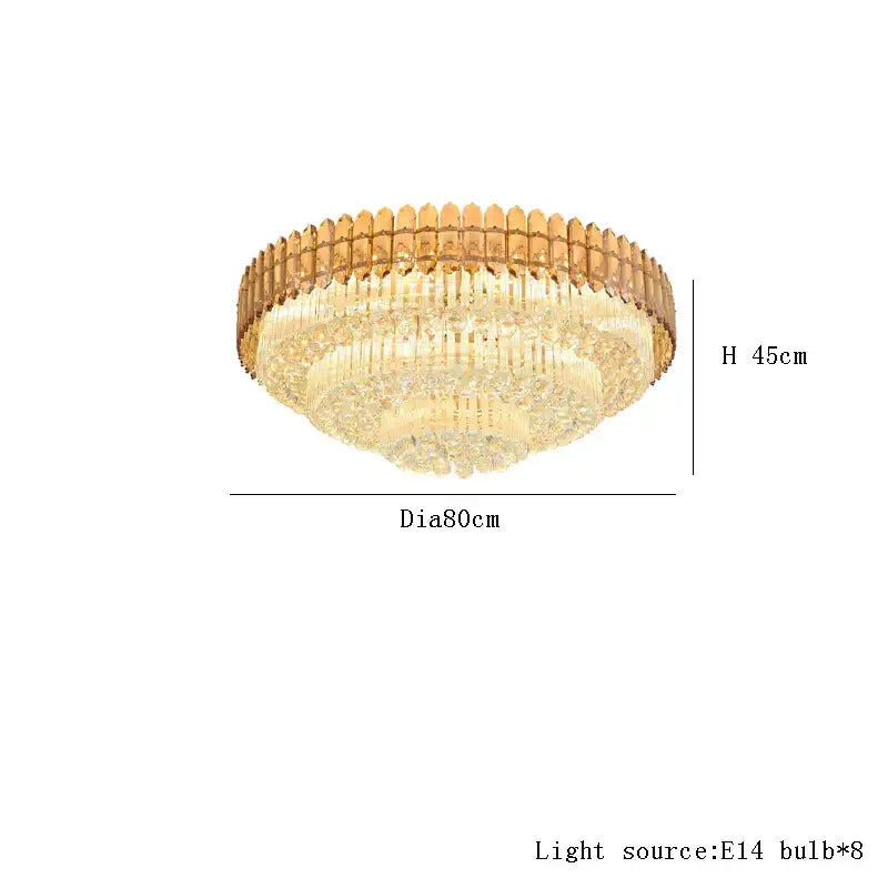 DecorBites™ Amber Crystal Round Chandelier: Nordic Large Multiple Tier Ceiling Light for Living Room