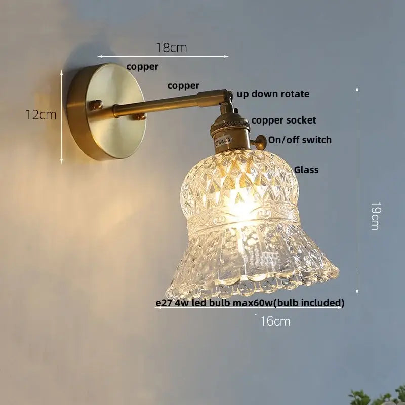 DecorBites™ Amber Flower Glass LED Wall Light Fixture for Kitchen Restaurant Bar