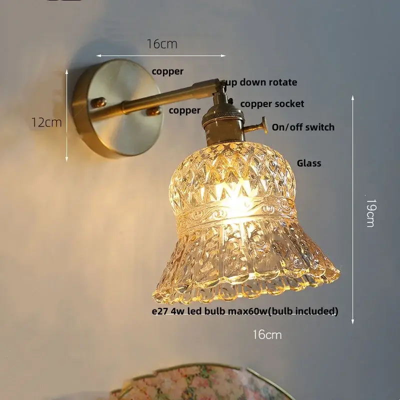 DecorBites™ Amber Flower Glass LED Wall Light Fixture for Kitchen Restaurant Bar