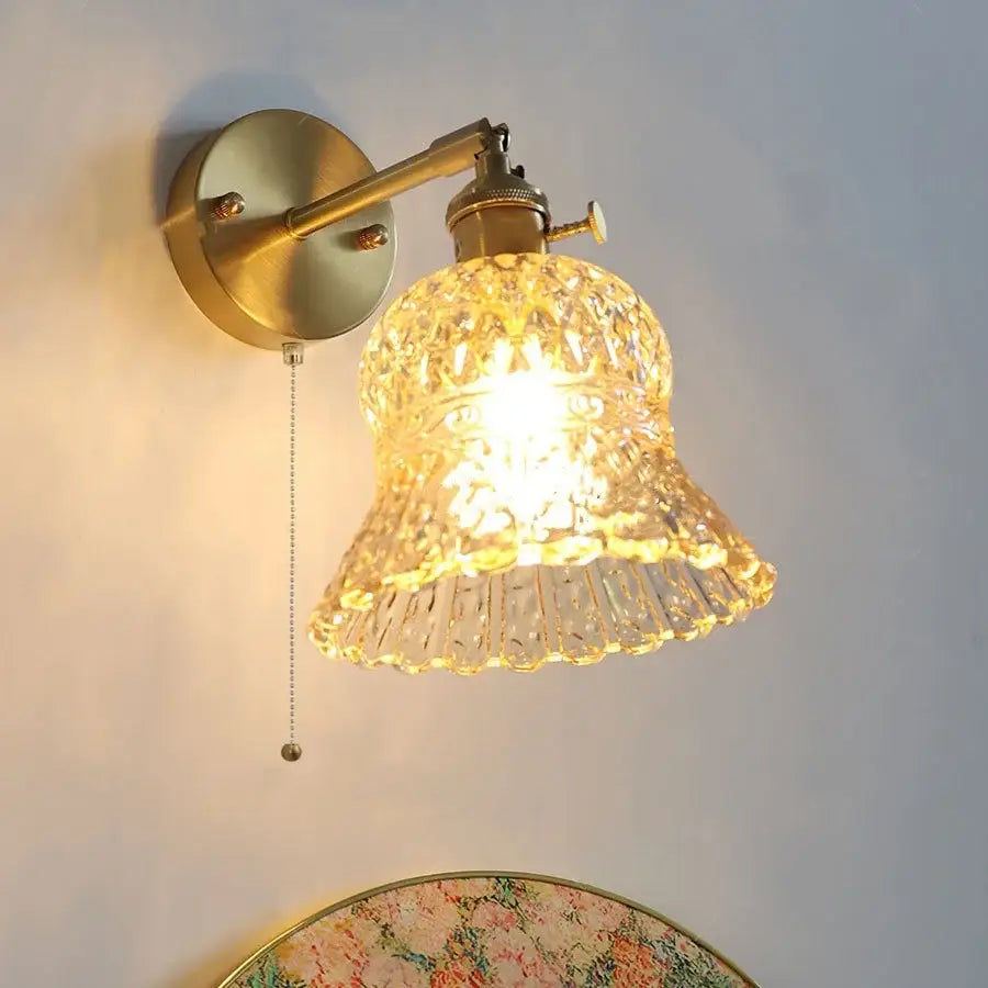 DecorBites™ Amber Flower Glass LED Wall Light Fixture for Kitchen Restaurant Bar