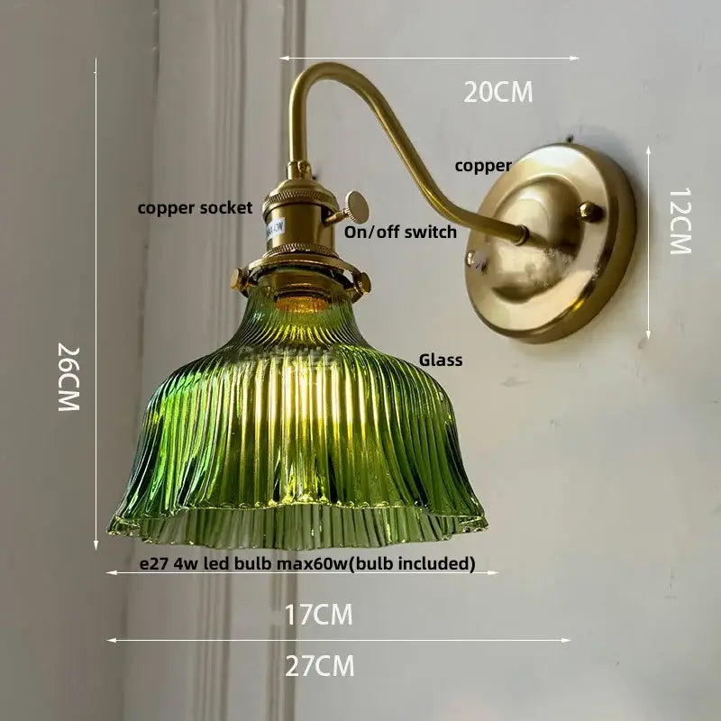 DecorBites™ Amber Flower Glass LED Wall Sconce for Living Room, Cafe, Bathroom Vanity