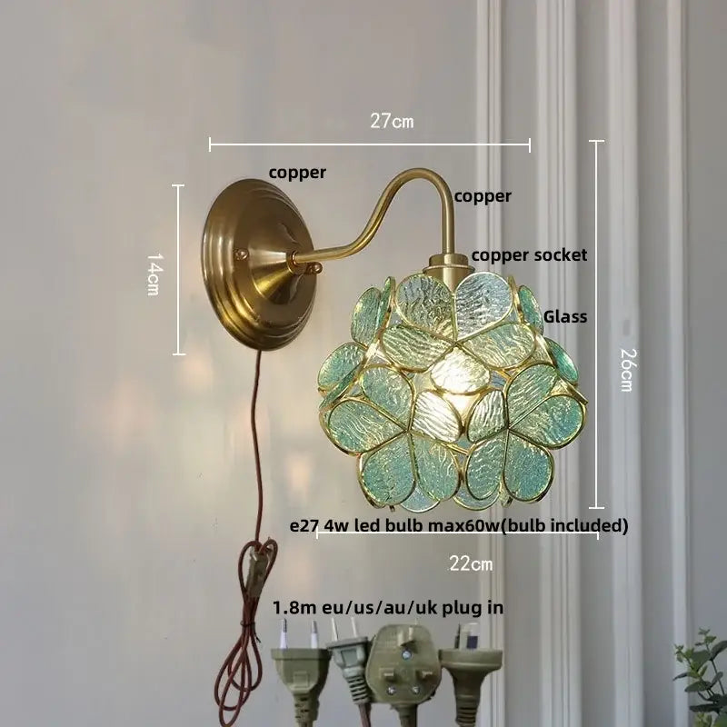 DecorBites™ Amber Flower Glass LED Wall Sconce for Living Room, Cafe, Bathroom Vanity