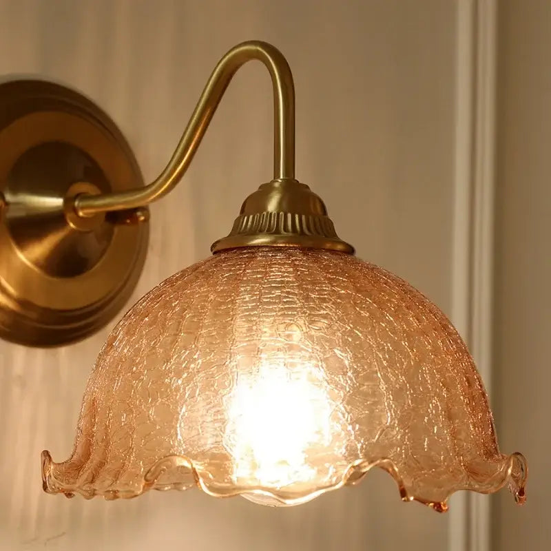 DecorBites™ Amber Flower Glass LED Wall Sconce for Living Room, Cafe, Bathroom Vanity