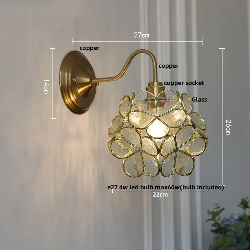 DecorBites™ Amber Flower Glass LED Wall Sconce for Living Room, Cafe, Bathroom Vanity