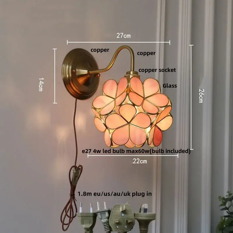 DecorBites™ Amber Flower Glass LED Wall Sconce for Living Room, Cafe, Bathroom Vanity