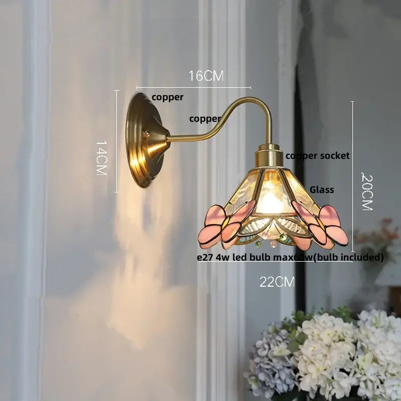 DecorBites™ Amber Flower Glass LED Wall Sconce for Living Room, Cafe, Bathroom Vanity