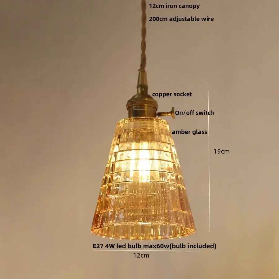 DecorBites™ مصباح معلق زجاجي بنمط زهرة الكهرمان، مصباح LED معلق عصري بتصميم إسكندنافي للمطبخ وغرفة المعيشة