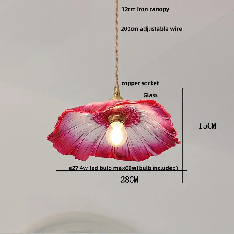 DecorBites™ Amber Flower Glass Pendant Light LED Kitchen Decor Home Reading Room