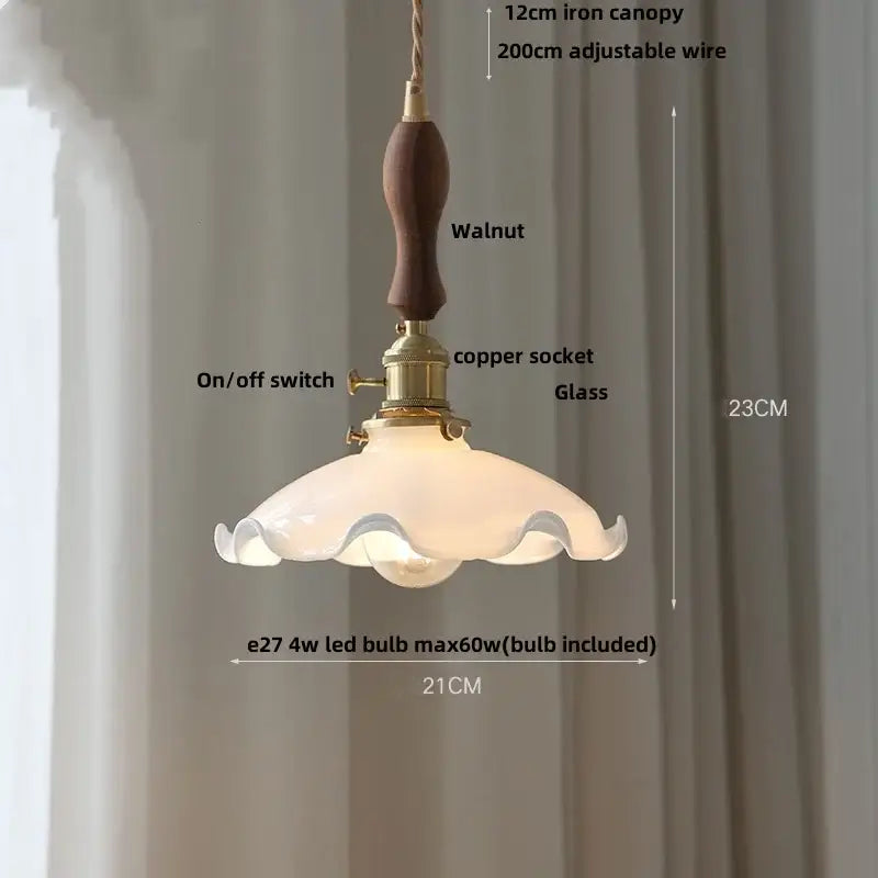 DecorBites™ Amber Flower Glass Pendant Light LED Kitchen Decor Home Reading Room