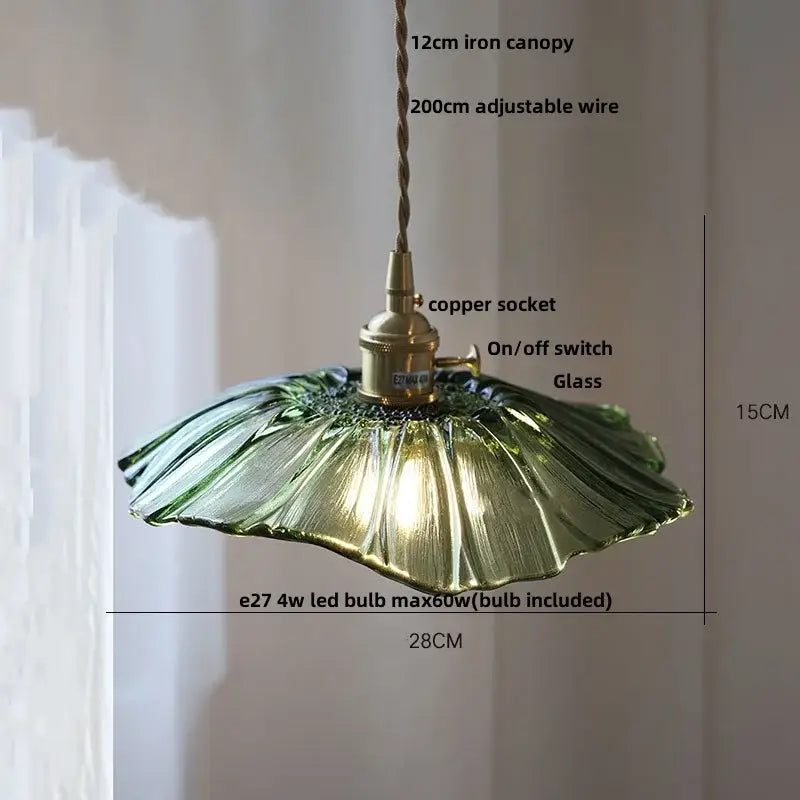 DecorBites™ Amber Flower Glass Pendant Light LED Kitchen Decor Home Reading Room