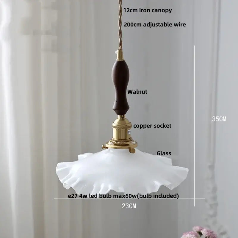 DecorBites™ Amber Flower Glass Pendant Light LED Kitchen Decor Home Reading Room