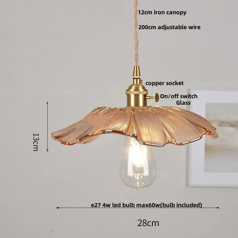 DecorBites™ Amber Flower Glass Pendant Light LED Kitchen Decor Home Reading Room