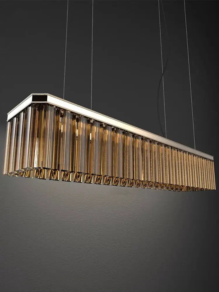 DecorBites™ Amber Glass Ceiling Chandelier for Dining Table - Big Hanging Lamps Home Fixture