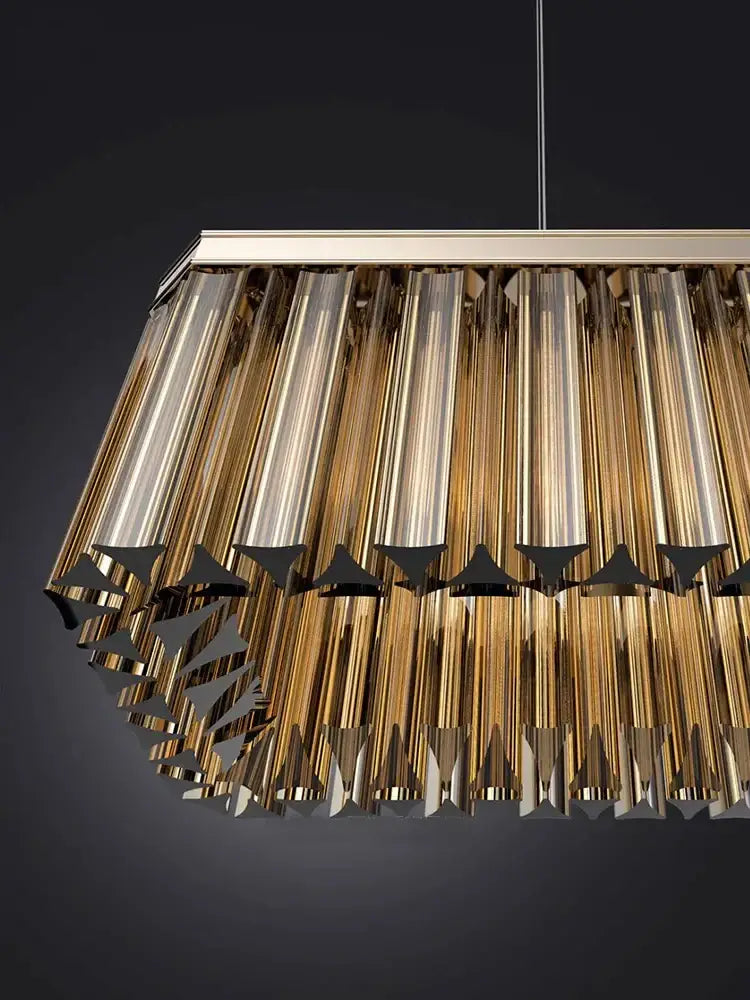 DecorBites™ Amber Glass Ceiling Chandelier for Dining Table - Big Hanging Lamps Home Fixture