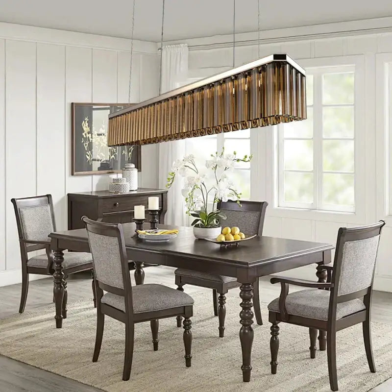DecorBites™ Amber Glass Ceiling Chandelier for Dining Table - Big Hanging Lamps Home Fixture
