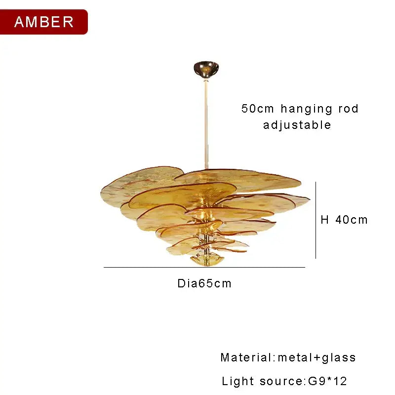 DecorBites™ Amber Glass Ceiling Chandelier for Elegant Living Room Decor.