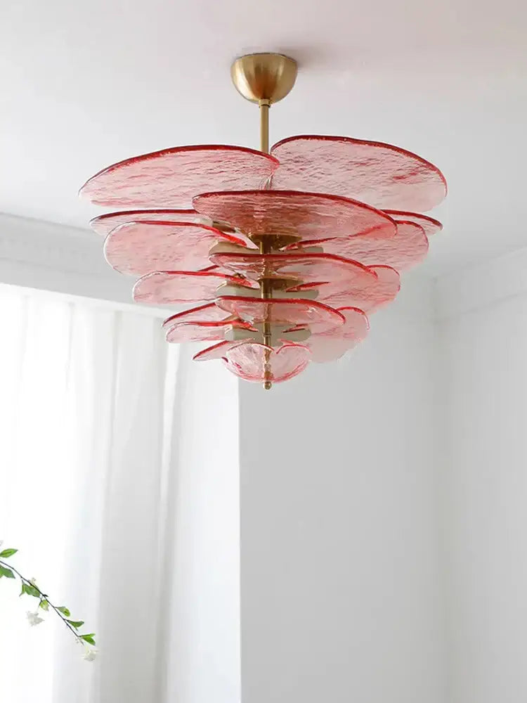 DecorBites™ Amber Glass Ceiling Chandelier for Elegant Living Room Decor.