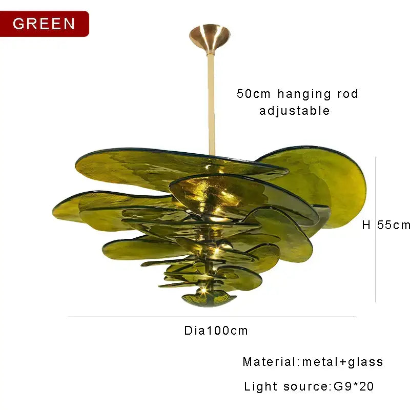 DecorBites™ Amber Glass Ceiling Chandelier for Elegant Living Room Decor.