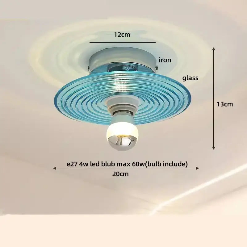 DecorBites™ Amber Glass Ceiling Lamp Wood Nordic Modern Bedroom Bathroom Light