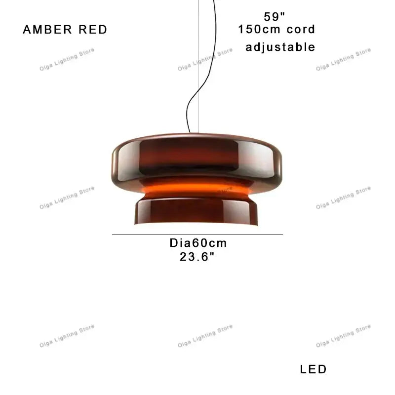 DecorBites™ Amber Glass Ceiling Pendant Lights for Kitchen Island Dining Table Decoration