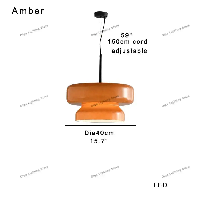 DecorBites™ Amber Glass Ceiling Pendant Lights for Kitchen Island Dining Table Decoration
