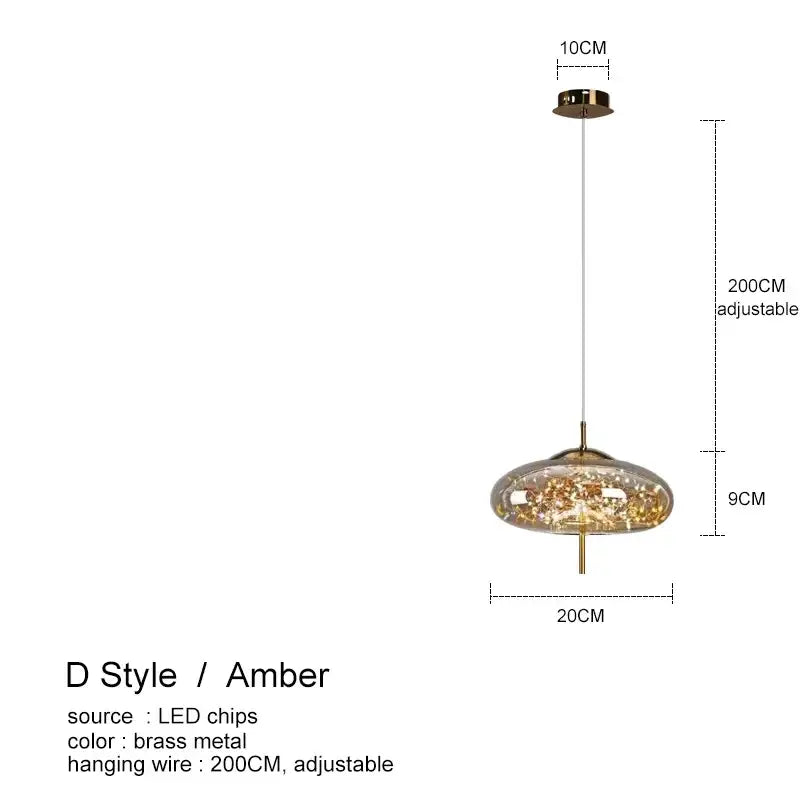 DecorBites™ Amber Glass Chandelier: Luxury Lighting for Bedroom, Dining Room, Kitchen, Restaurant & Art Decor