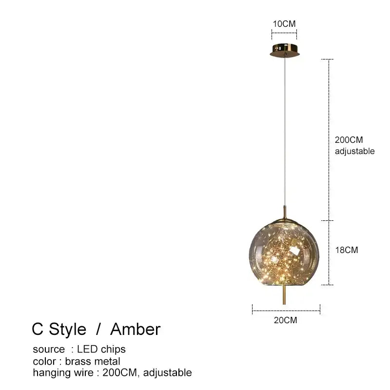 DecorBites™ Amber Glass Chandelier: Luxury Lighting for Bedroom, Dining Room, Kitchen, Restaurant & Art Decor
