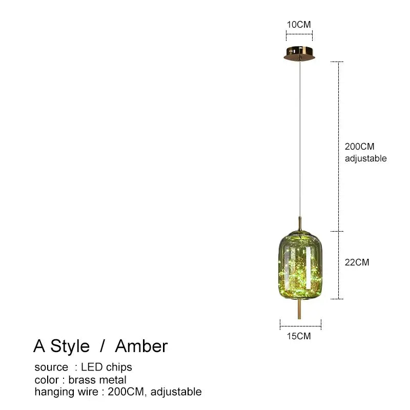 DecorBites™ Amber Glass Chandelier: Luxury Pendant Lighting for Bedroom, Dining Room, Kitchen, Restaurant