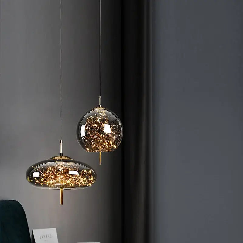 DecorBites™ Amber Glass Chandelier: Luxury Pendant Lighting for Bedroom, Dining Room, Kitchen, Restaurant