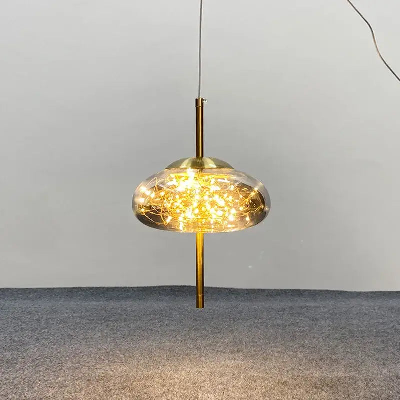 DecorBites™ Amber Glass Chandelier: Luxury Pendant Lighting for Bedroom, Dining Room, Kitchen, Restaurant