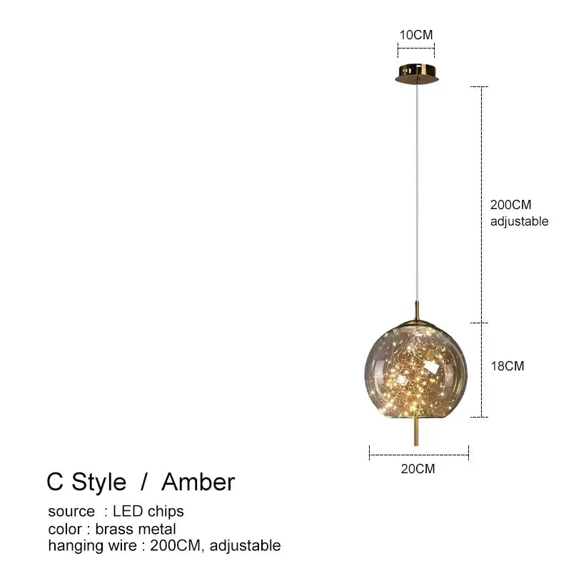 DecorBites™ Amber Glass Chandelier: Luxury Pendant Lighting for Bedroom, Dining Room, Kitchen, Restaurant