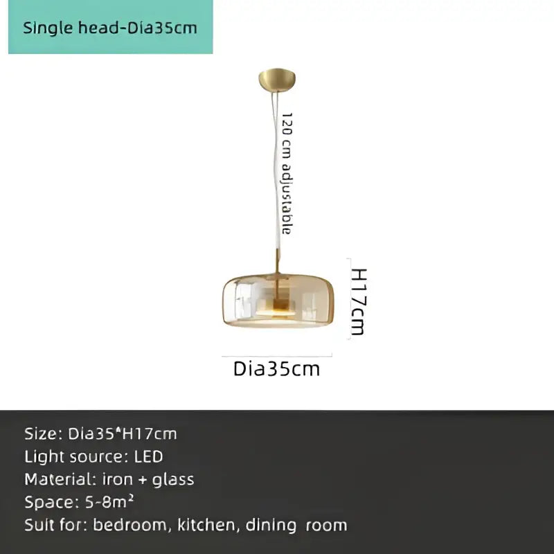 DecorBites™ Amber Glass Chandelier Pendant Light for Living Room, Bedroom, Kitchen, and Bar