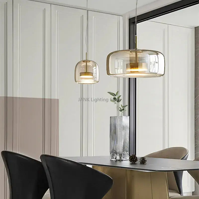 DecorBites™ Amber Glass Chandelier Pendant Light for Living Room, Bedroom, Kitchen, and Bar