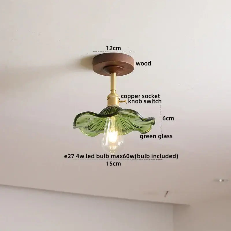 DecorBites™ Amber Glass Copper LED Ceiling Light Fixture for Modern Home Decor