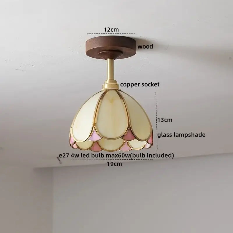 DecorBites™ Amber Glass Copper LED Ceiling Light Fixture for Modern Home Decor