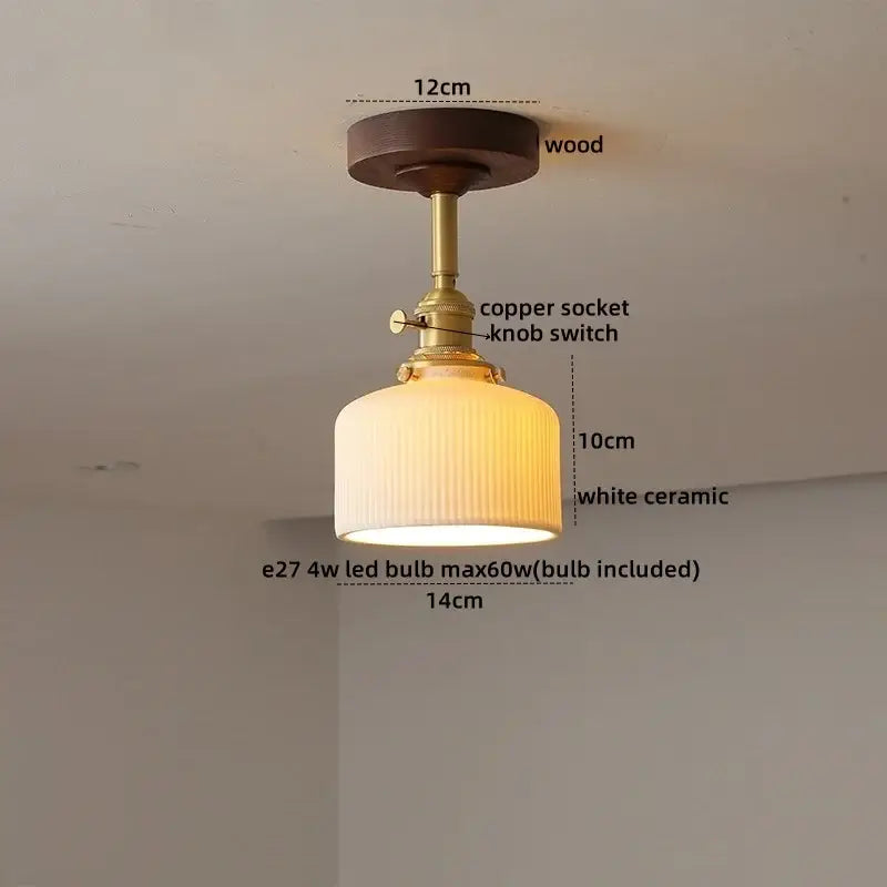 DecorBites™ Amber Glass Copper LED Ceiling Light Fixture for Modern Home Decor