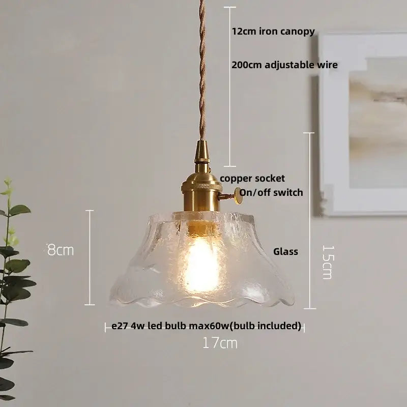 DecorBites™ Amber Glass Cube LED Pendant Lights, Japanese Style for Kitchen, Bedroom, Coffee.