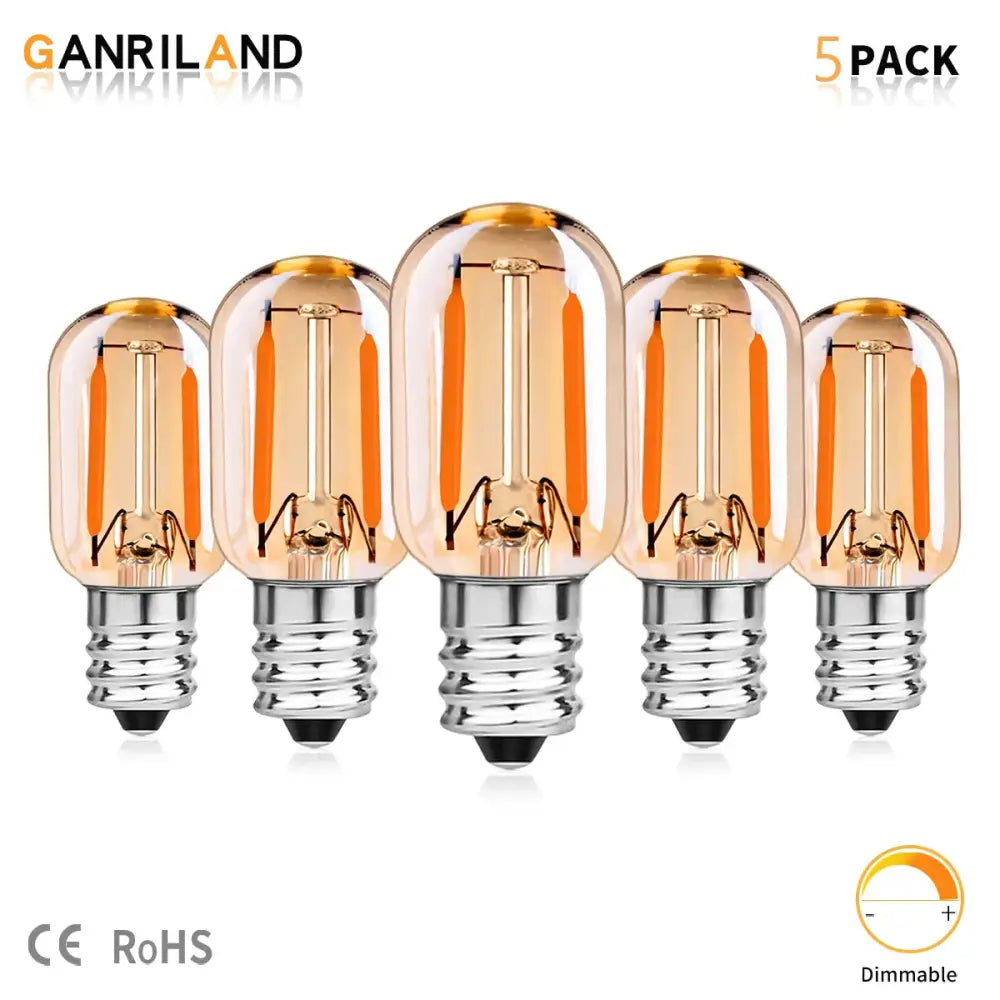 DecorBites™ Amber Glass مصباح LED خافت قابل للتعتيم E12 E14 Base T22G 1W 2200K