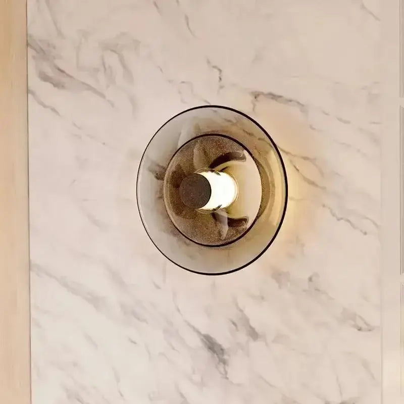 DecorBites™ Amber Glass Disc Wall Lamp LED Modern Minimalist Sconce Lighting