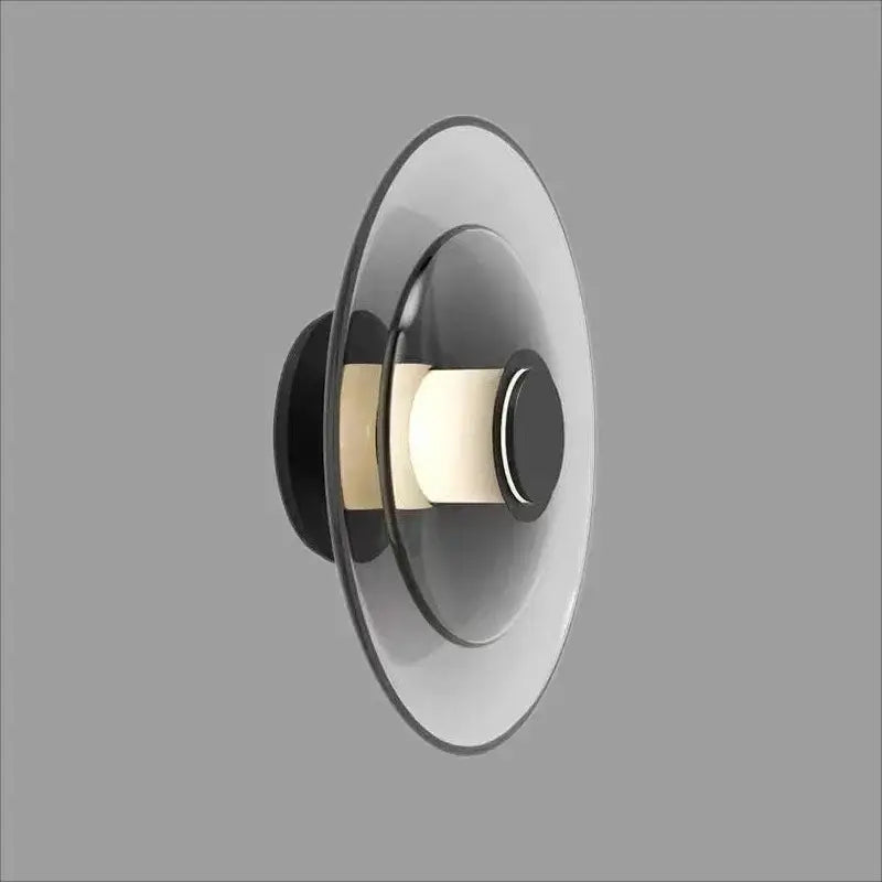 DecorBites™ Amber Glass Disc Wall Lamp: Modern Minimalist LED Sconce Lighting Fixture