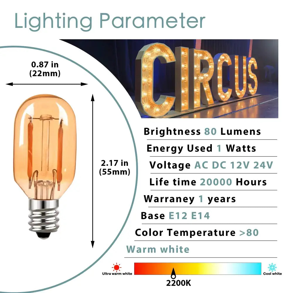 DecorBites™ Amber Glass LED Bulb | Low Volts Mini Light | Warm White 2200K