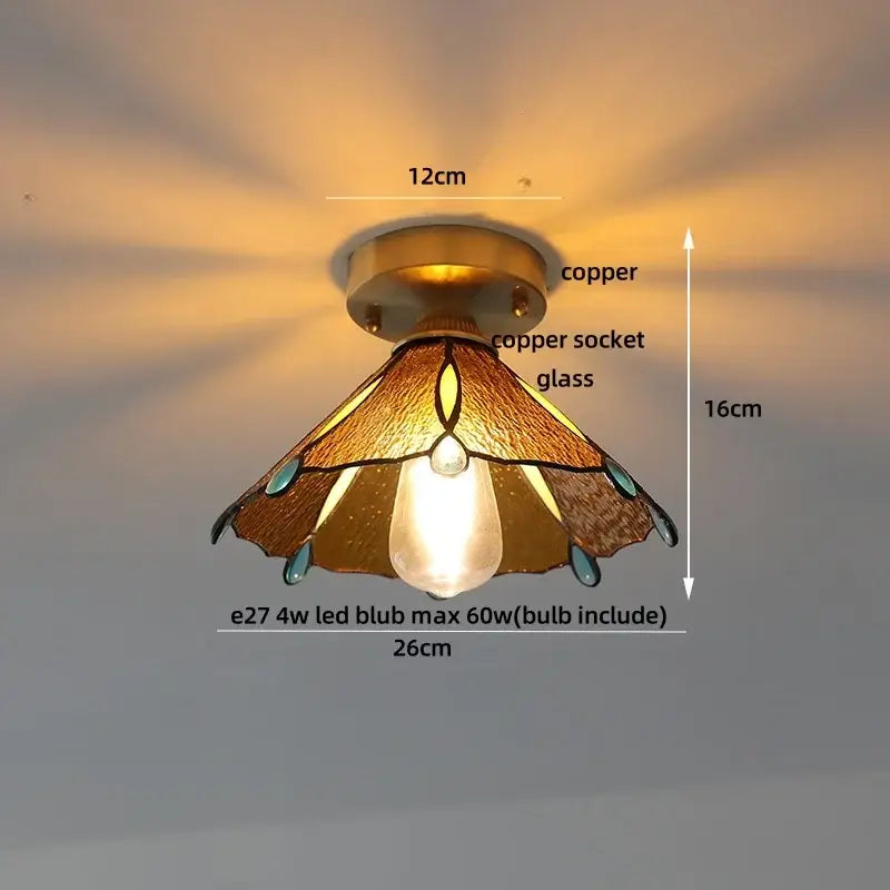DecorBites™ Amber Glass LED Ceiling Lamp Nordic Modern Simple Indoor Lighting