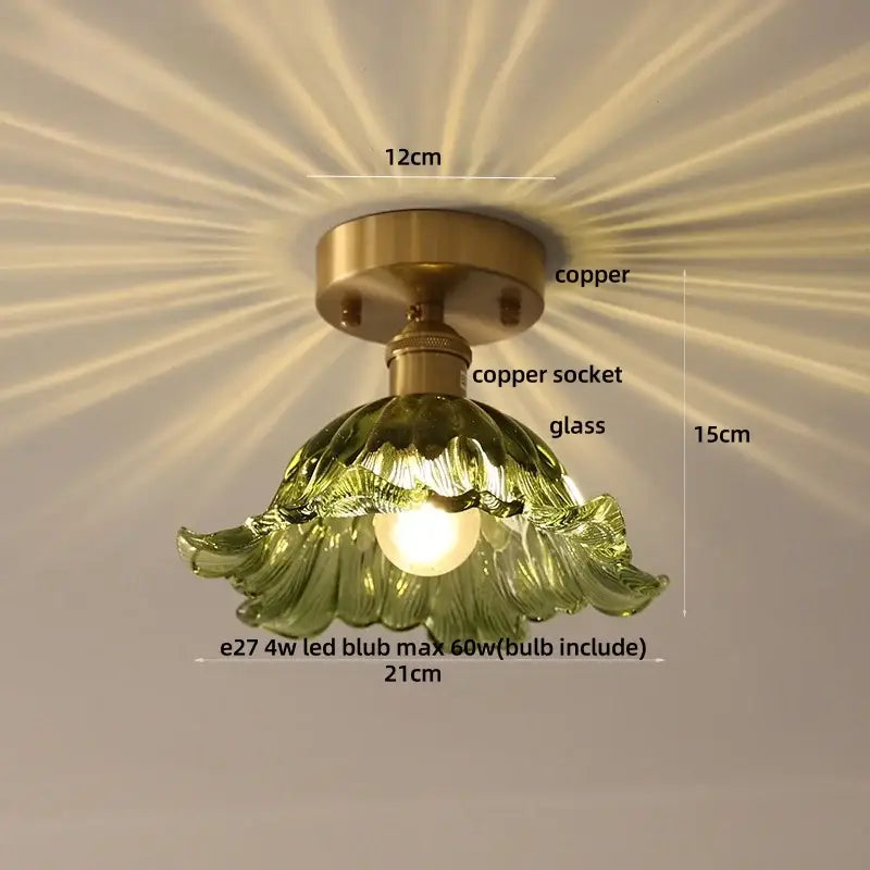 DecorBites™ Amber Glass LED Ceiling Lamp Nordic Modern Simple Indoor Lighting