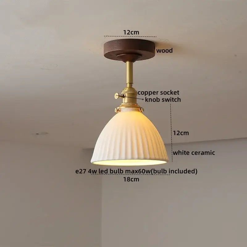 DecorBites™ Amber Glass LED Ceiling Light Modern Wood Canopy Kids Room Fixture