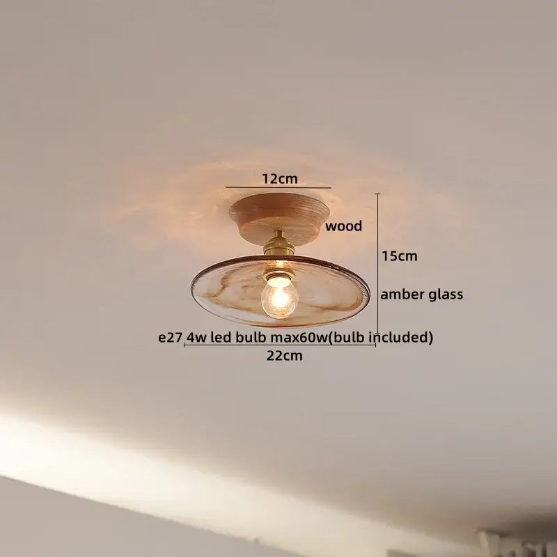 DecorBites™ Amber Glass LED Ceiling Lights Modern Decoration for Home Porch Restaurant
