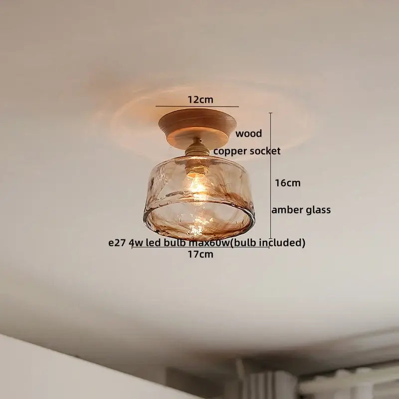 DecorBites™ Amber Glass LED Ceiling Lights Modern Decoration for Home Porch Restaurant
